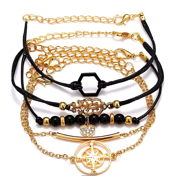 ⚜️[𝟯/$𝟮𝟴]⚜️5 Layered Black Boho Bracelet NEW - Picture 4 of 8